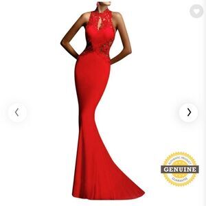 𝅺NWT GlorySunshine Sheath Sexy Lace Backless Mermaid Flare Dress